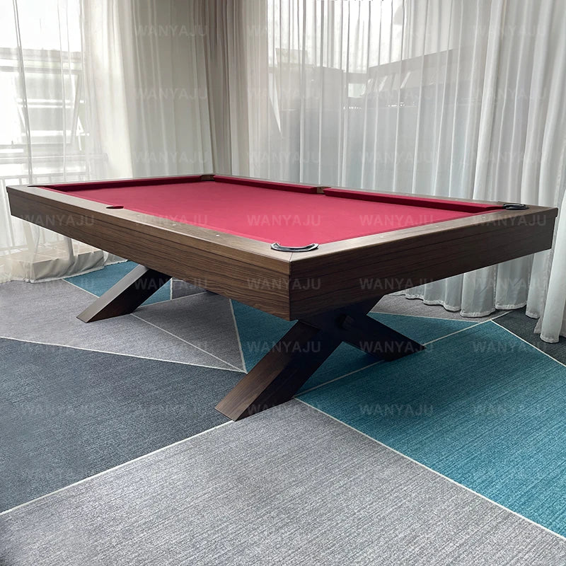 Modern Life Design Solid Wood Rustic Dining Top Pool Table with Benches and Wood Legs for Indoor Pool Table Sports Game