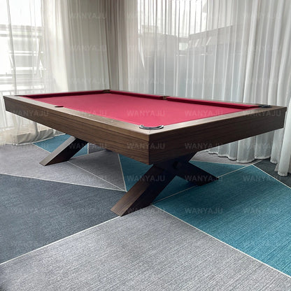 Modern Life Design Solid Wood Rustic Dining Top Pool Table with Benches and Wood Legs for Indoor Pool Table Sports Game