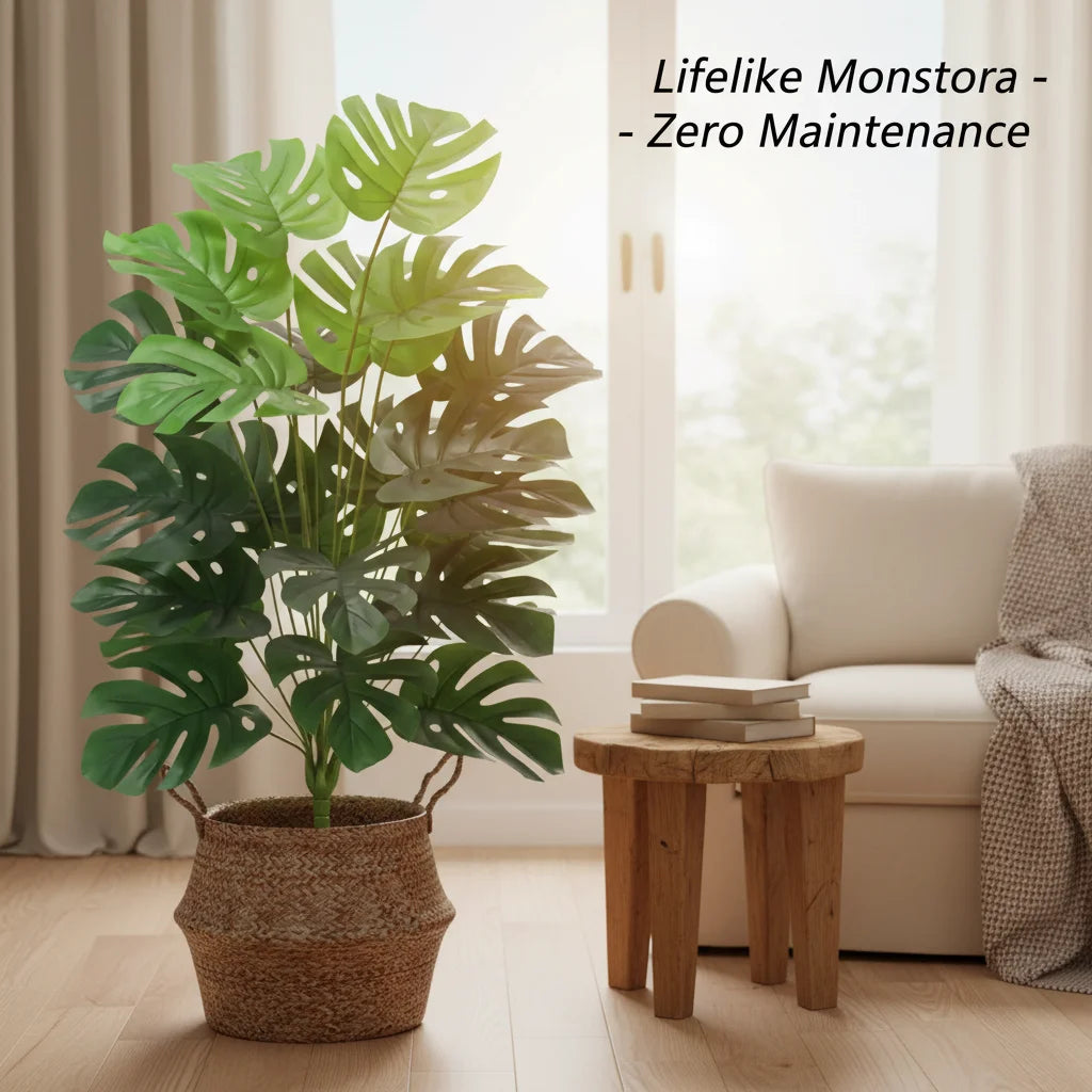 Large 1 Meter Fake Monstera Tree 24 Leaves, Tall Artificial Plant for Indoor Outdoor Garden Wedding Decor