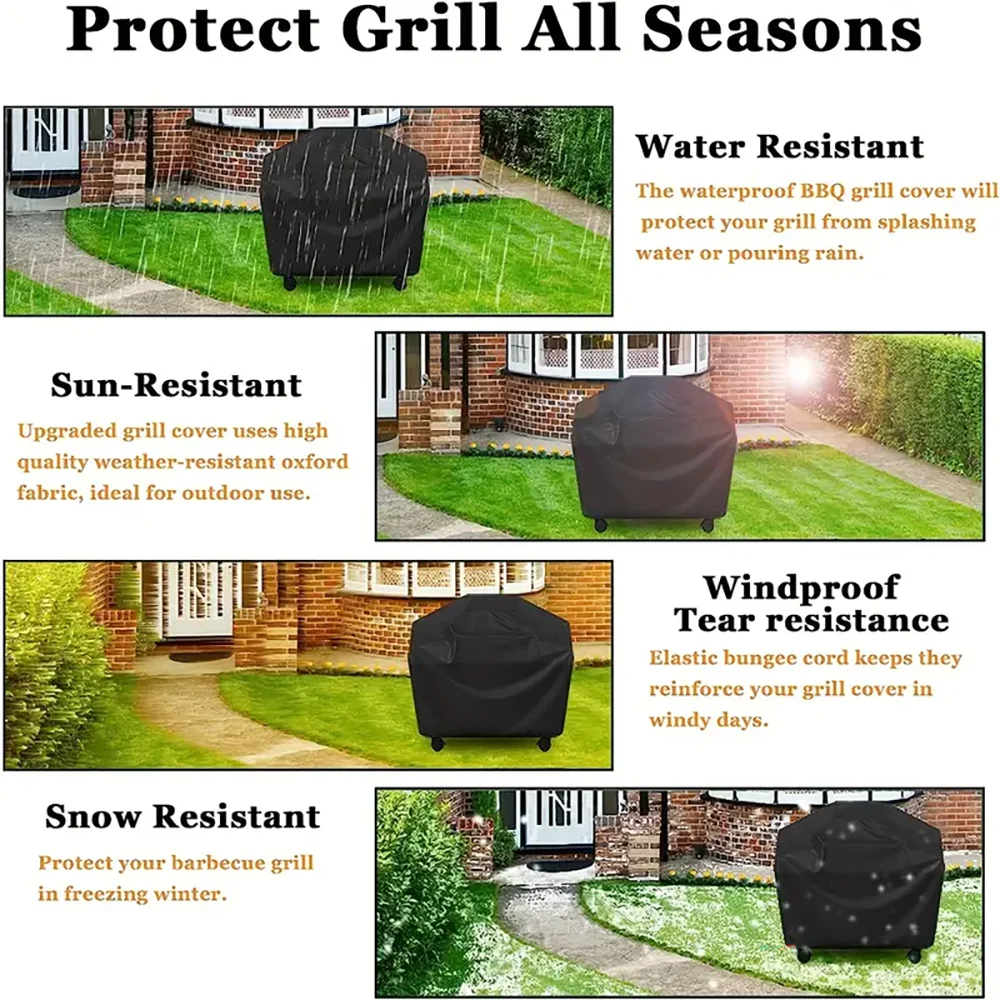 BBQ Grill Barbeque Cover  Anti-Dust Waterproof Weber Heavy Duty Charbroil BBQ Cover Outdoor Rain Protective Barbecue Cover