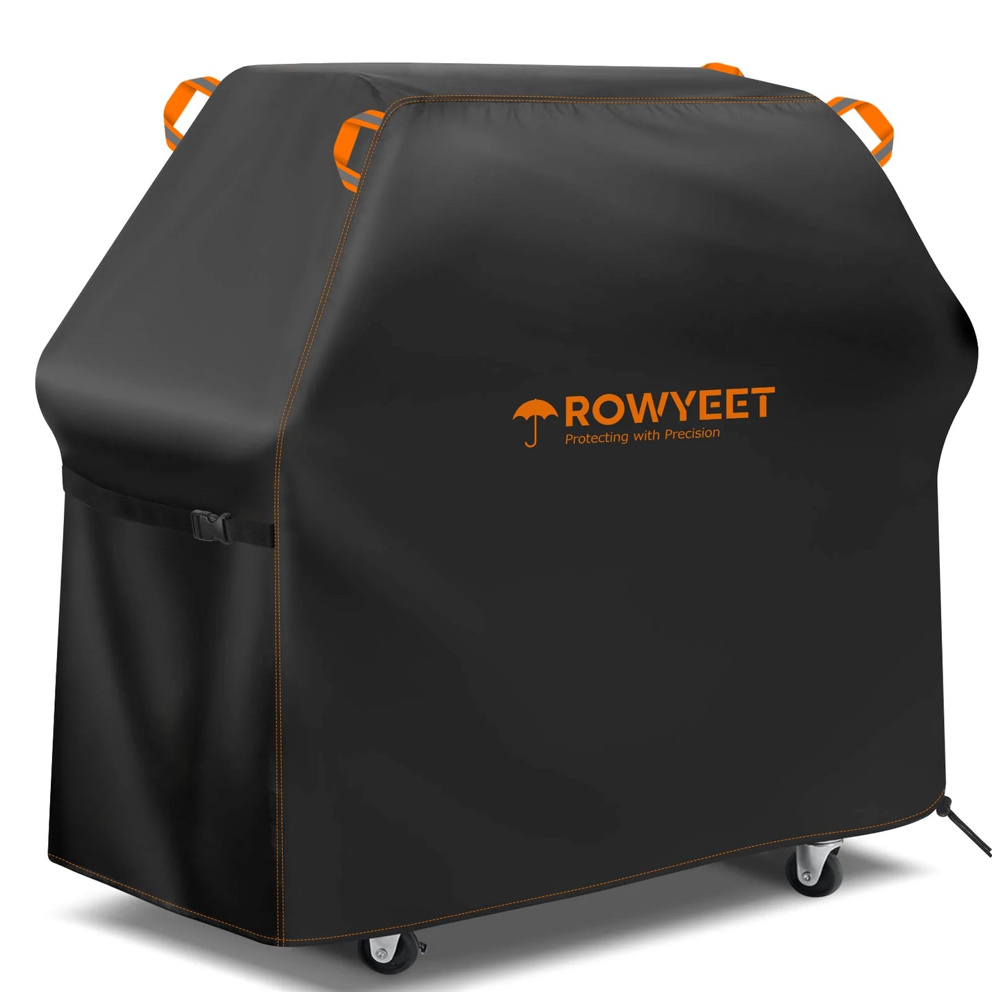 [Ry-210 Orange Line Bbq Cover] Rowyeet Outdoor Bbq Grill Cover, Waterproof and Uv-Resistant Gas Grill Cover, with Adjustable Hem, Suitable for Brands Such as Weber, Nexgrill, Expert Grill.