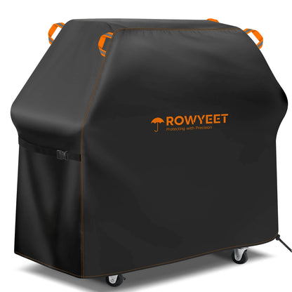 [Ry-210 Orange Line Bbq Cover] Rowyeet Outdoor Bbq Grill Cover, Waterproof and Uv-Resistant Gas Grill Cover, with Adjustable Hem, Suitable for Brands Such as Weber, Nexgrill, Expert Grill.