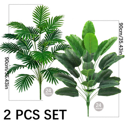 24 Leaves Areca Palm Artificial Plants Trees in Pot Plastic Green Fake Plant Tree Bonsai for Room Home Indoor Outdoor Decoration