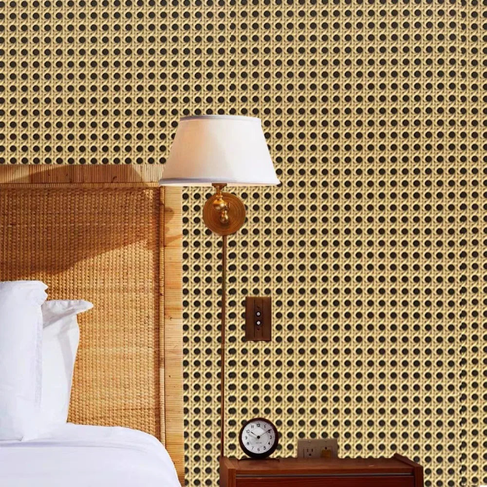 Classic 3D Rattan Wallpaper PVC Waterproof Wall Sticker Self-adhesive Removable Furniture Renovation Sticker