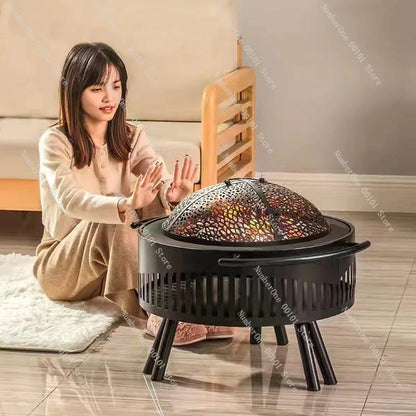 Charcoal Fire Pit Stove Patio Indoor Heating Brazier Household Carbon Furnace Outdoor Barbecue Grill Smokeless Coal Burner Tea
