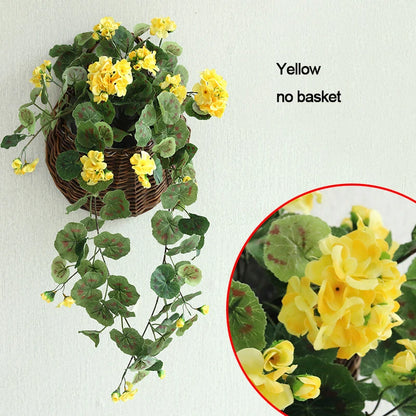 Artificial Hanging Flowers Begonia Silk Flowers Hanging Plants Artificial Geranium Flowers for Outdoor Indoor Patio Garden Decor