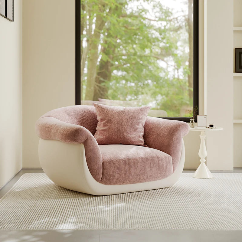 Single Lazy Sofa Living Room Minimalist Comfortable Modern Pink Sofa Small Fabric Divano Soggiorno Di Lusso House Accessories