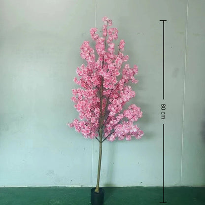 Artificial Pink Cherry Tree Blossom Indoor Outdoor Fake Plant for Home Garden Room Wedding Decoration Christmas Decor