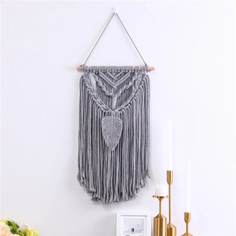 Macrame Boho Wall Hanging Wall Background Living Room Home Decoration Hand-woven Cotton Nordic Art Tassel Tapestry Ornaments