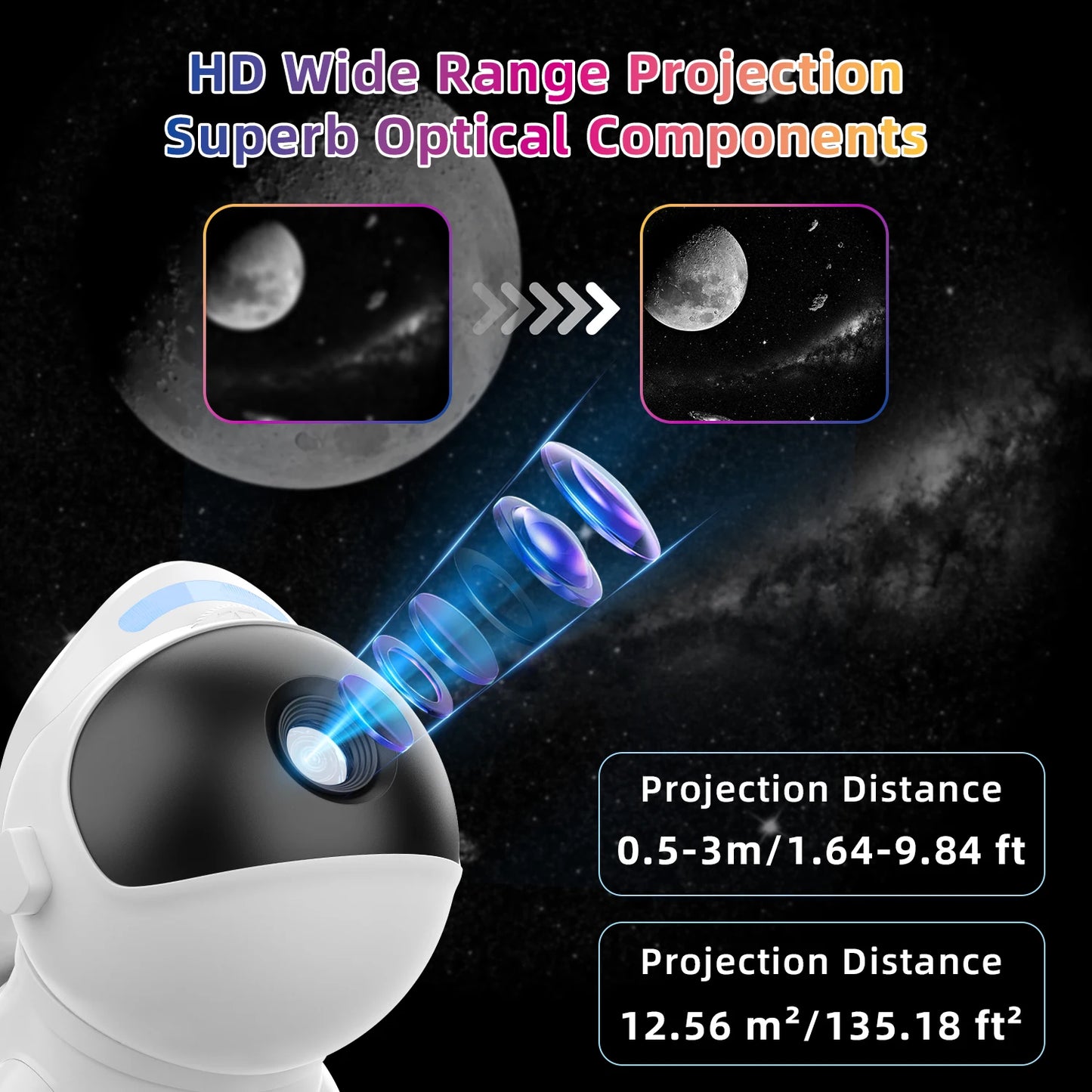 Star Projector Space Dog Projector Night Light 13 High-Definition Galaxy Discs Bedroom Decor Space Projector Birthday Gift