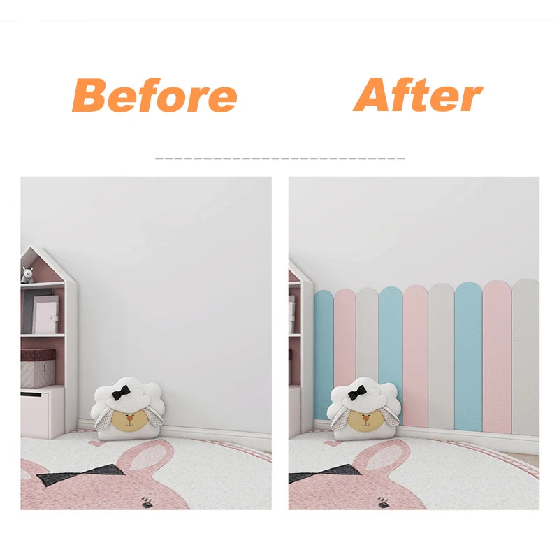 New Self-adhesive Anti-collision Wall Sticker Moisture Resistant Wallpaper Soft Solid Color Cushion For Kindergarten Home Hotel
