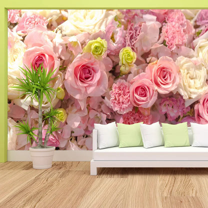 20+ Girly Wallpaper for Living Room Natural Floral Pink Rose Background, Self Adhesive Optional, Walls Art Bed Home Decor Mural