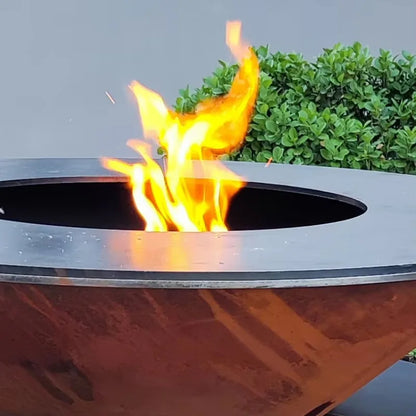 Large Corten Steel Fire Pit Outdoor Wood Burning Brazier BBQ Grill For Garden Backyard Patio Camping Cooking
