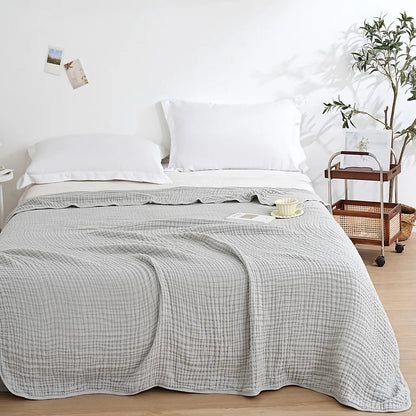 Plain Cotton Blanket Pure Cotton Plain Weave Fabric Waffle Quilt Adult Towel Six-layer Gauze Cover Blanket for All Seasons Sheet