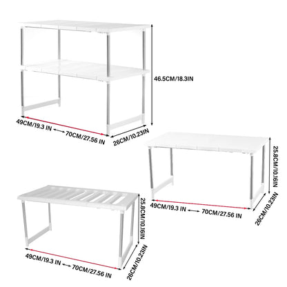 Kitchen Counter Shelves, Cabinet organizers and Storage, Pantry Storage Shelf Organizer, Kitchen Cabinet Organizer, White