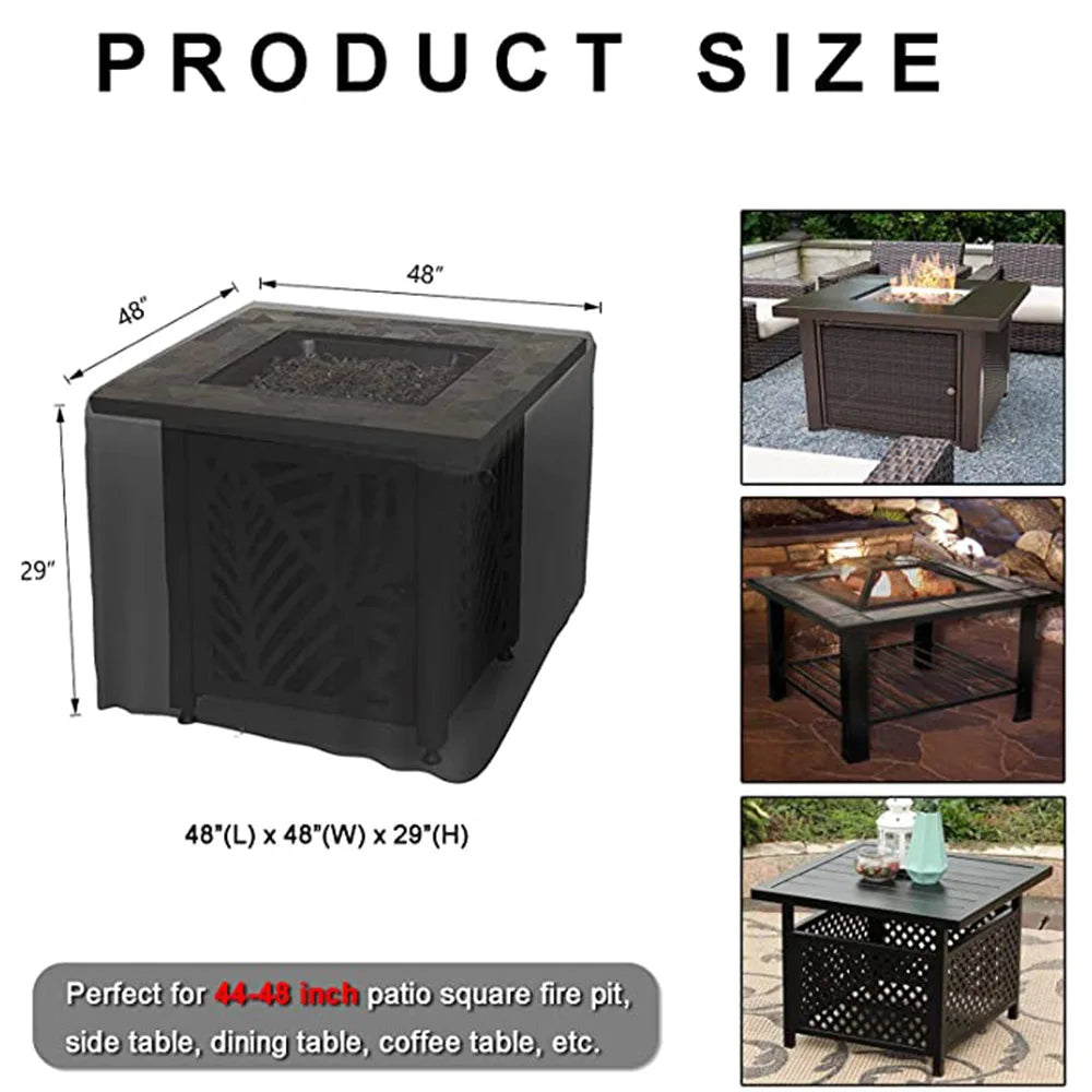 Square Fire Pit Cover Brazier Cover for Propane Brazier 210D Waterproof Dust Cover 54x54x89cm