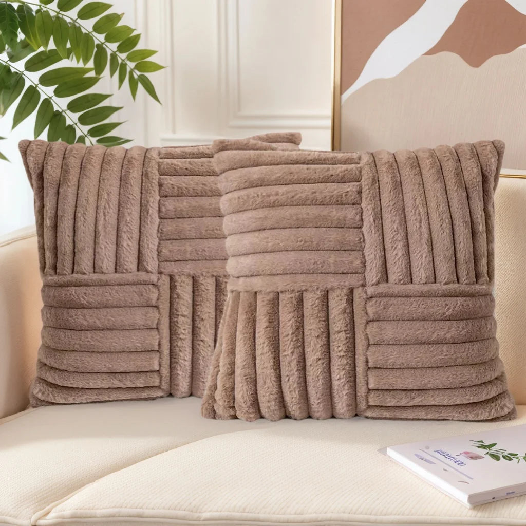 2pcs Artificial Plush Throw Pillow Covers, Suitable for Various Occasions Such as Bedding, Home Decoration, Etc
