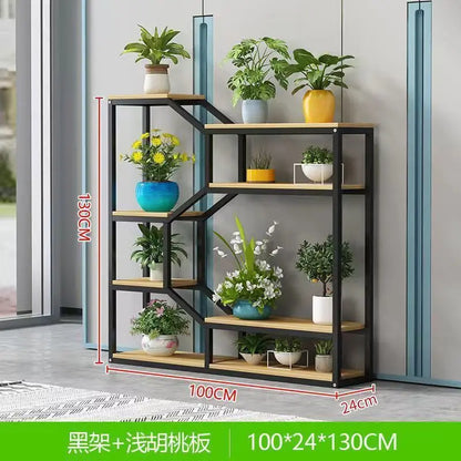Flower Rack Indoor Living Room Floor-to-ceiling Multi-layer Flower Rack Balcony Wrought Iron Flower Pot Hanger Office Partition