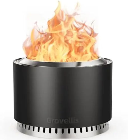 27 inch Smokel Fire Pit with Waterproof Cover, Stainl Steel Outdoor Smokel Firt, Wood Burning Fire Pits for Camping