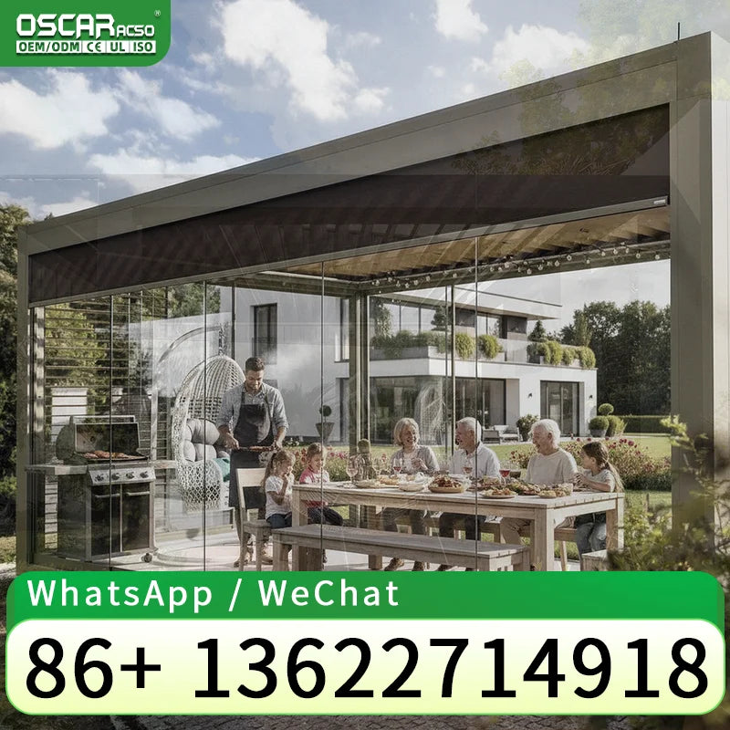 Motorized Bioclimatic Shades Outdoor Pergolas Gazebos Support 4x3 4x4 4x5 4x6m for Patio Garden Backyard pergola