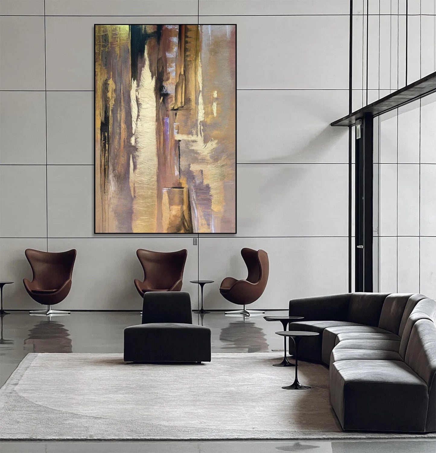 Mhemyo Large White and Gold Abstract Oil Painting Textured Minimalist Wall Art Handmade Luxury Canvas Modern Neutral Home Decor