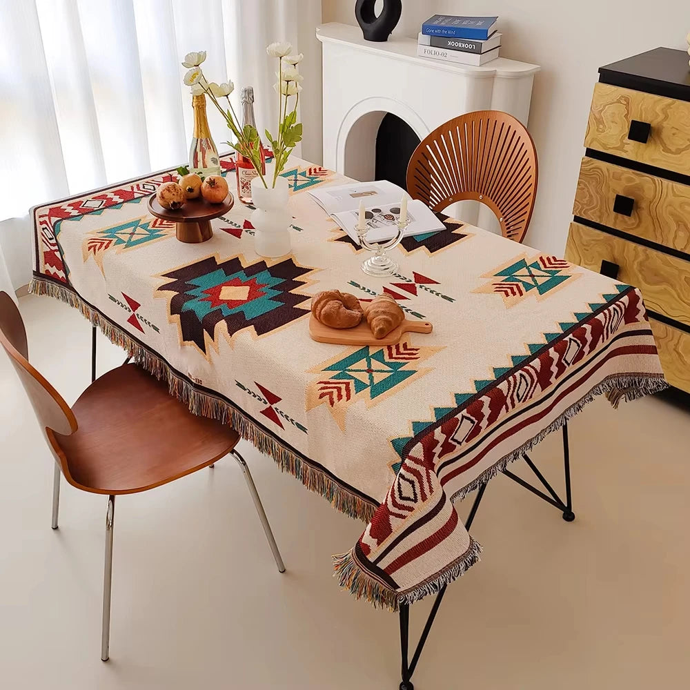 Multi purpose Bohemian themed throw blanket for home decoration and outdoor activities, grid blanket&throw sofa bed sheets, sofa