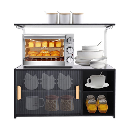 Storage Cabinet 2 Tier 67x30x62cm, Sideboard with Clear Door and Adjustable Shelf, Holds 27.6lbs for Kitchen