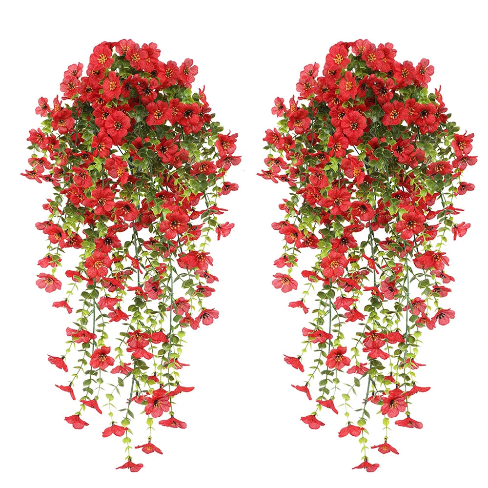 2PCS Artificial Hanging Flowers Silk Daisy Eucalyptus Garland for Outdoor Indoor Home Room Yard Decor Spring Summer Fake Plants