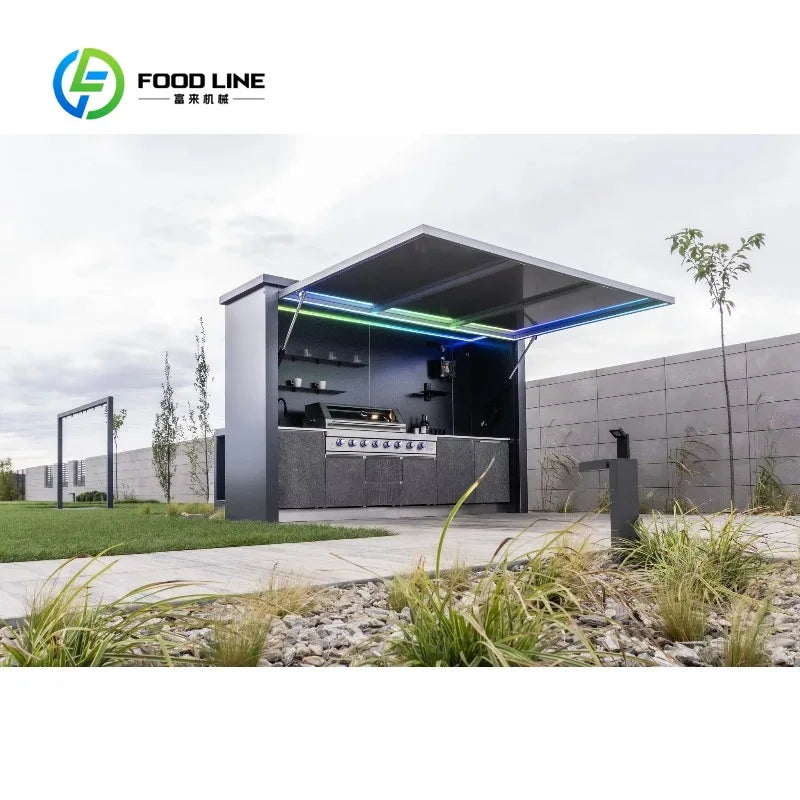 Customized Luxurious Built In Outdoor Kitchen For High End Villa Backyard Leisure Premium Outdoor Dining Experience