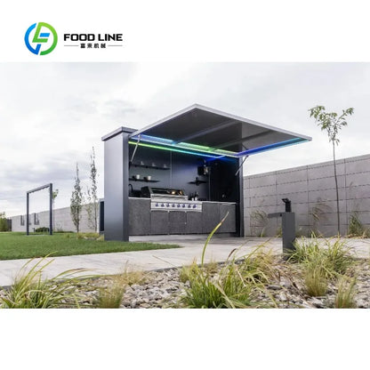 Customized Luxurious Built In Outdoor Kitchen For High End Villa Backyard Leisure Premium Outdoor Dining Experience