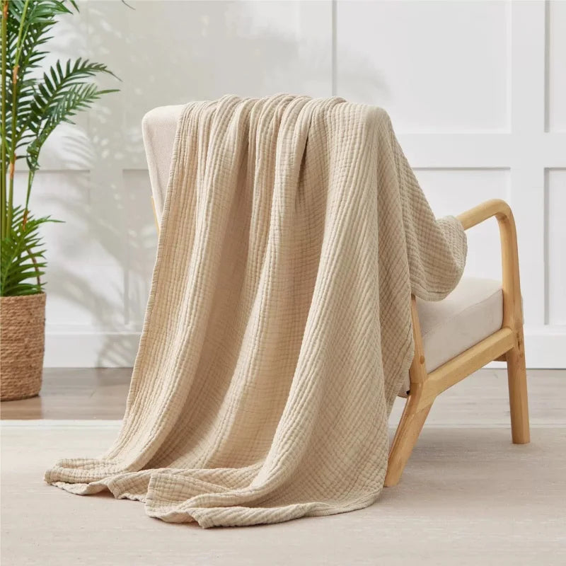 Muslin Cotton Blanket 6 Layers Gauze Wrinkled Throw Blanket Breathable Home Bed Soft Cover Summer Air Condition Blanket 200*230