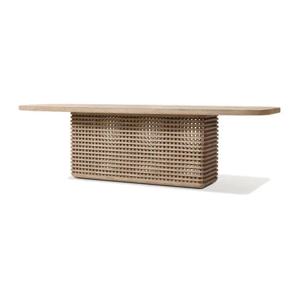 High-grade waterproof teak wood sofa dining table modern outdoor design for park courtyard villa farmhouse use