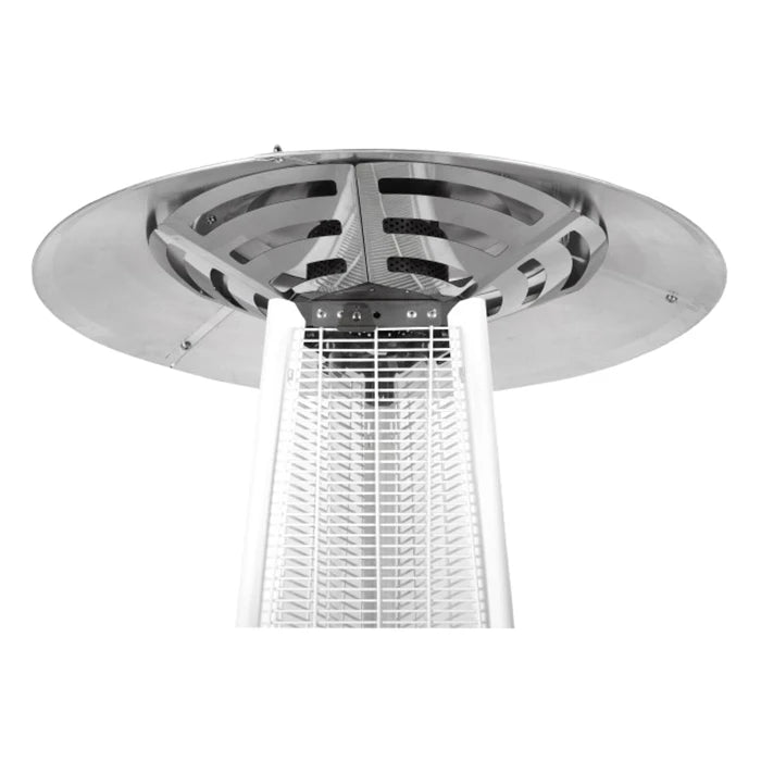 Outdoor Premium Fireplace Standing Terrace Pyramid Glass Flame Patio Gas Heater Powder Coated Steel Freestanding
