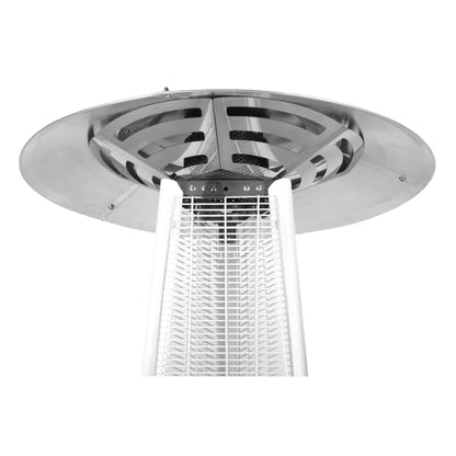 Outdoor Premium Fireplace Standing Terrace Pyramid Glass Flame Patio Gas Heater Powder Coated Steel Freestanding