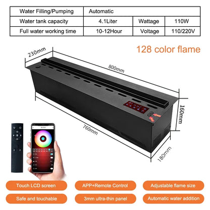 Smart Steam LED Simulated Flame Atomization Fireplace TV Decorative Fireplace Mobile App Smart Fireplace -Phone Control Fire Pit