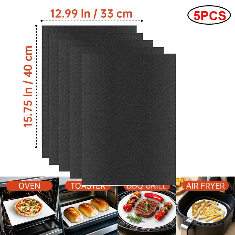 BBQ Grill Mat Non-stick Reusable Heat Resistant Extra Thick Pad Oven Liners Baking Mats Easy Clean Kitchen Outdoor Barbecue Tool