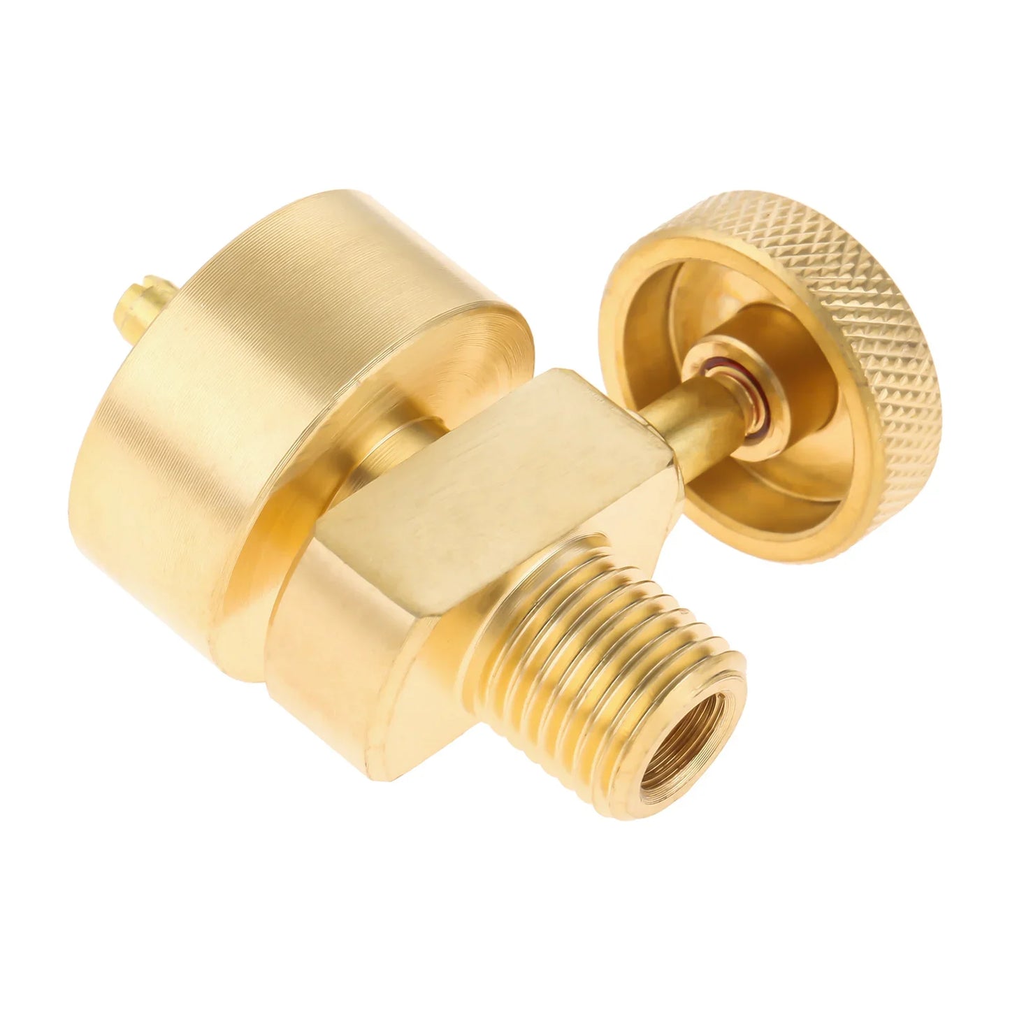 1LB Propane Gas Disposal Cylinder Bottle Adapter Valve Solid Brass +1/4"NPT Male & M8*1 Female Thread Grill Fire Pit Stove BBQ
