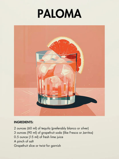 Classic Simple Bar Drinks Liquor Cocktail Bartending Recipe Poster Canvas Art Painting Prints Home Room Bar Wall Decoration