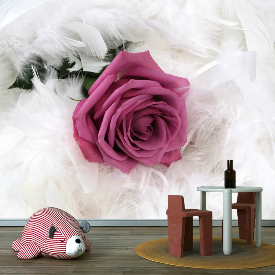20+ Girly Wallpaper for Living Room Natural Floral Pink Rose Background, Self Adhesive Optional, Walls Art Bed Home Decor Mural