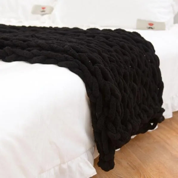 Hand Chunky Knitted Blanket Thick Yarn Merino Wool Bulky Knitting Throw Blankets Throw Carpets Soft Warm Winter Home Sofa Bed