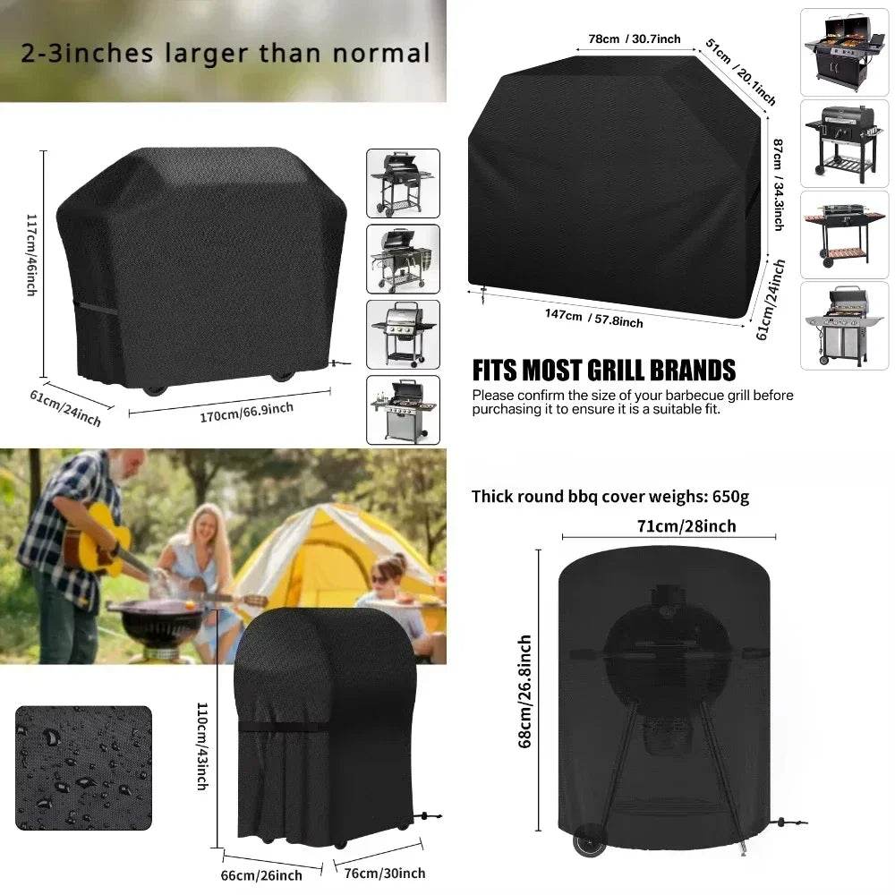 Waterproof Grill BBQ Cover Heavy Duty Barbecue Cover Weather UV & Fade Resistant with Adjustable Straps Gas Grill Cover