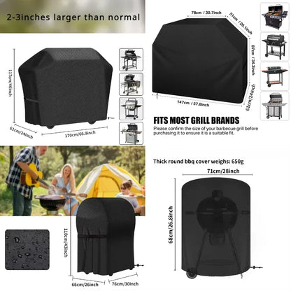 Waterproof Grill BBQ Cover Heavy Duty Barbecue Cover Weather UV & Fade Resistant with Adjustable Straps Gas Grill Cover