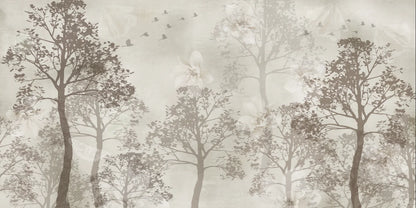 Customized French Wallpaper TV Background Wall Wallpaper Hand Drawn Black and White Forest Living Room Bedroom Papier Peint