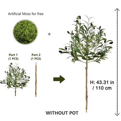 4ft/5ft/6ft Artificial Olive Plant Tree Plant Branch Greenery Fake Plant Indoor Outdoor for Home Garden Living Room Decoration