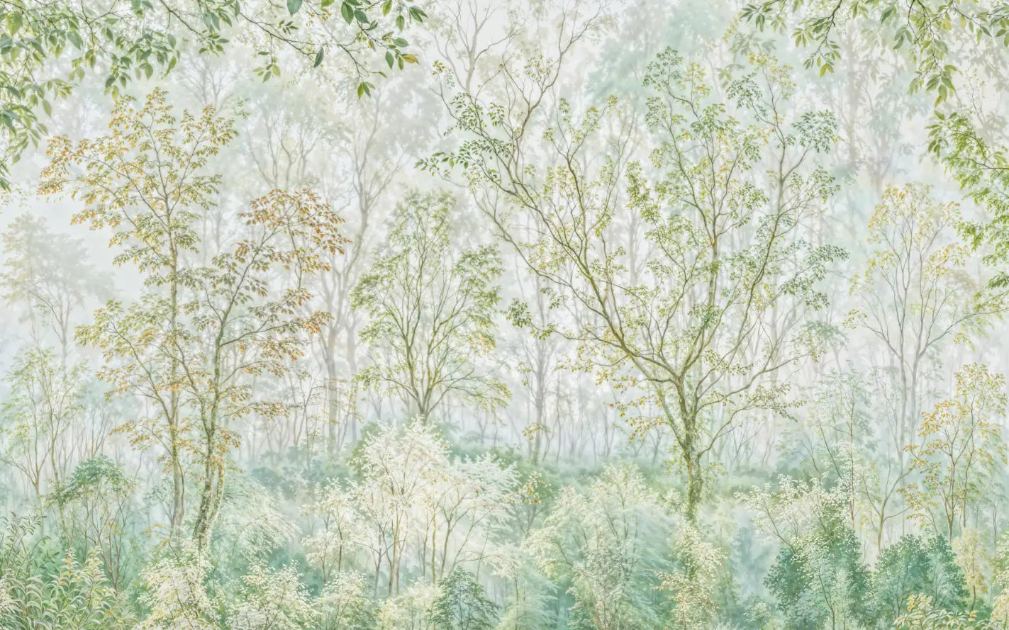 Customized Wallpaper Blue Forest Style Painting Living Room Background Wallpaper Home Decoration Forest Retro 3D Wallpaper