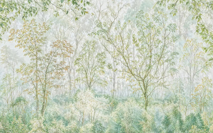 Customized Wallpaper Blue Forest Style Painting Living Room Background Wallpaper Home Decoration Forest Retro 3D Wallpaper