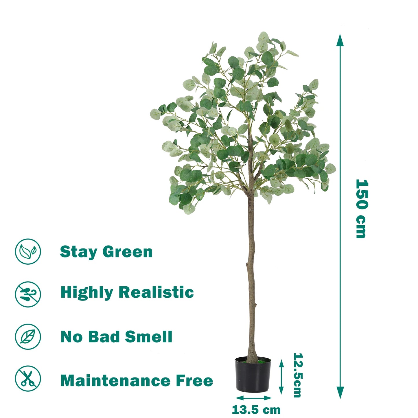 6FT Artificial Eucalyptus Tree Indoor Fake Tree Tall Fake Eucalyptus Plant Large Lifelike Green Faux Tree for Home Office Living Room Bedroom Corner Decor