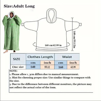 Winter Hooded Sweater Blanket Women Oversized Fleece Blanket With Sleeves Large Pocket Warm Thick TV Hoodie Robe Couple
