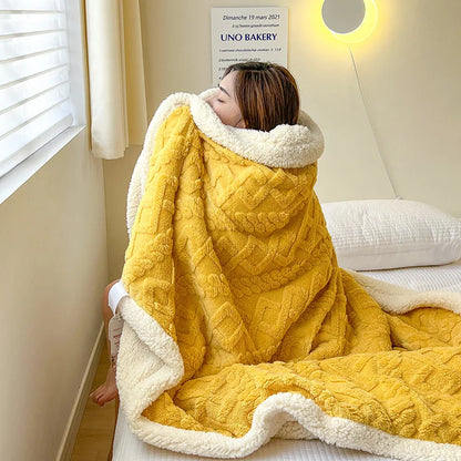 Soft Lamb Fleece Blanket Winter Thick Warm Throw Blanket Solid Color Flannel Blanket for Sofa Bed Office Nap