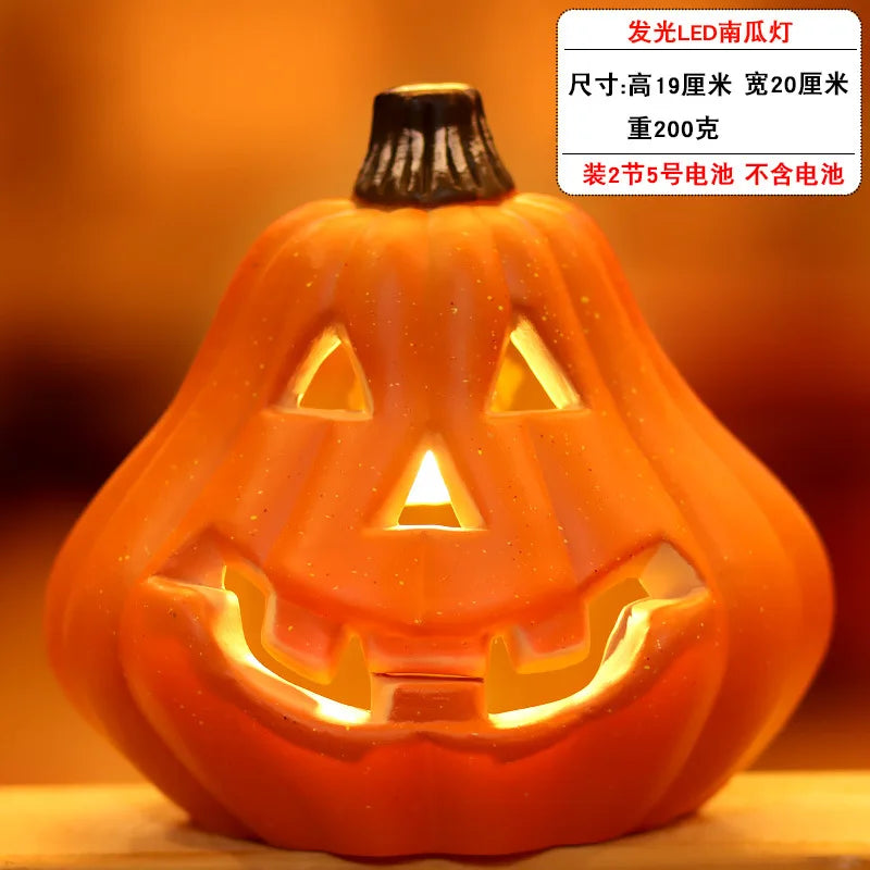 Halloween Glowing Pumpkin Decor LED Triple Layer Light Up Pumpkin Decor Battery Powered Festival Theme Home Party Decorations